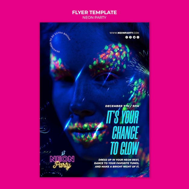 Kostenlose PSD neon party flyer vorlage