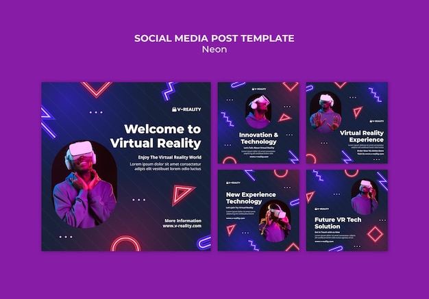 Kostenlose PSD neon-virtual-reality-brille social-media-beitrag