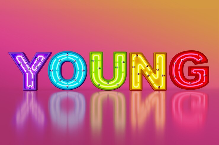 Kostenlose PSD neon-wort-hintergrund