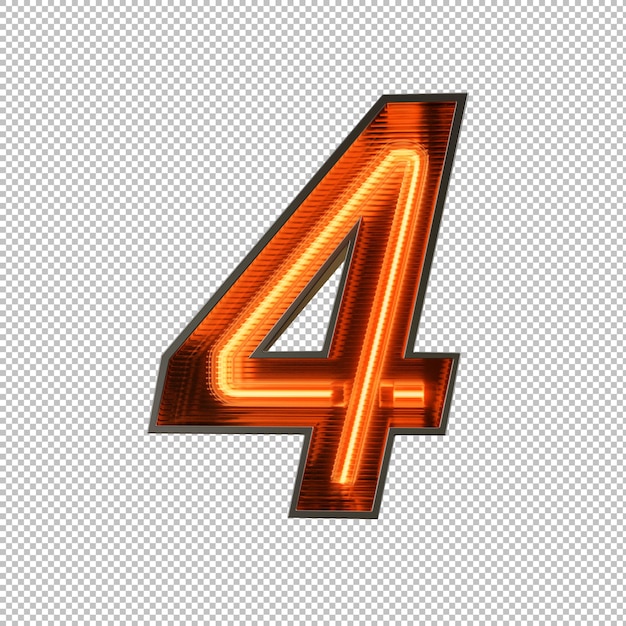 Neonlichtzahl auf transparentem hintergrund