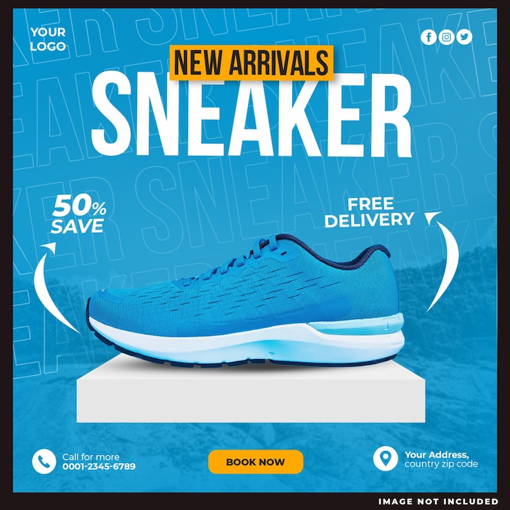 Kostenlose PSD neue ankünfte sneaker social-media-design-vorlage