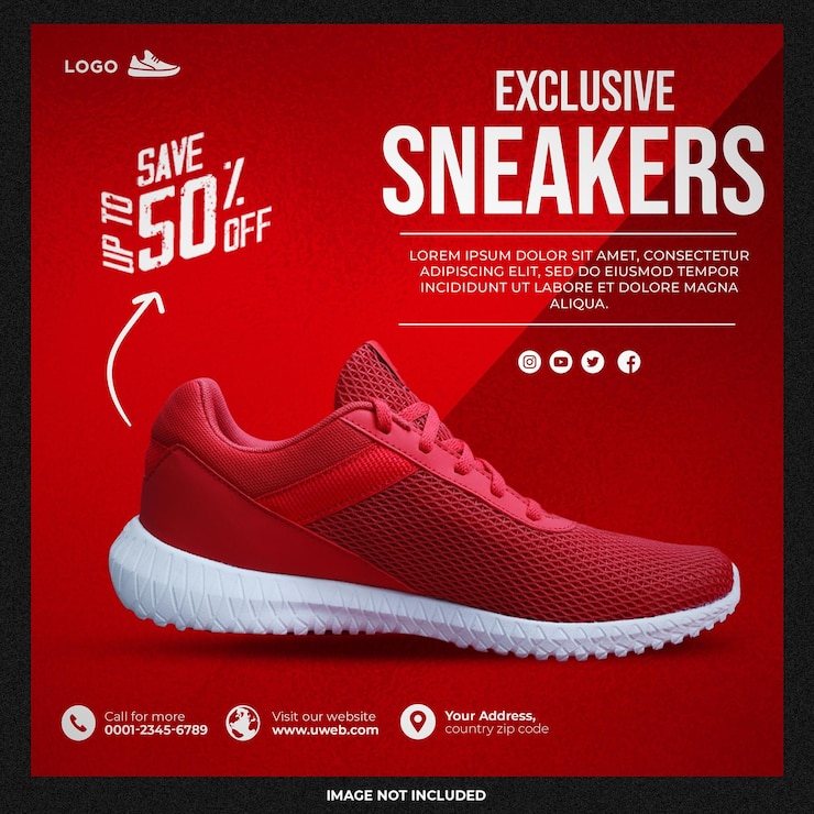 Kostenlose PSD neue sneakers-kollektion social-media-vorlage