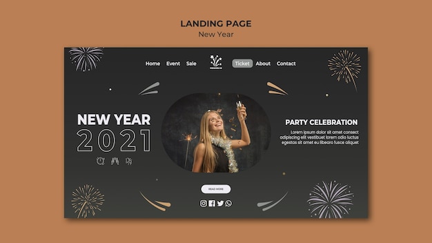 Kostenlose PSD neujahrskonzept landingpage vorlage