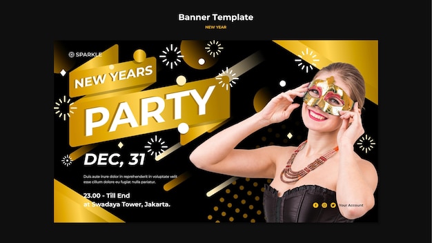 Neujahrsparty banner vorlage