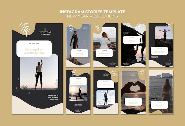 Kostenlose PSD neujahrsvorsätze instagram-geschichten