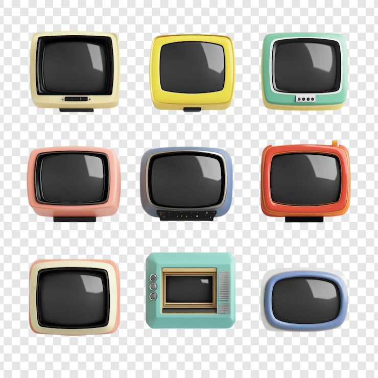 Kostenlose PSD neun retro-fernseher eine sammlung alter fernseher