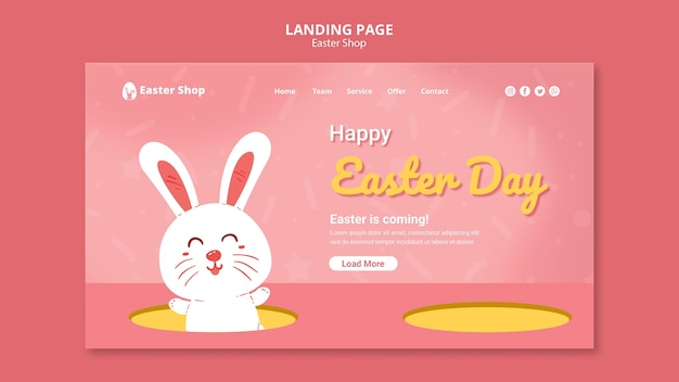 Kostenlose PSD niedliche ostertag-landingpage-vorlage