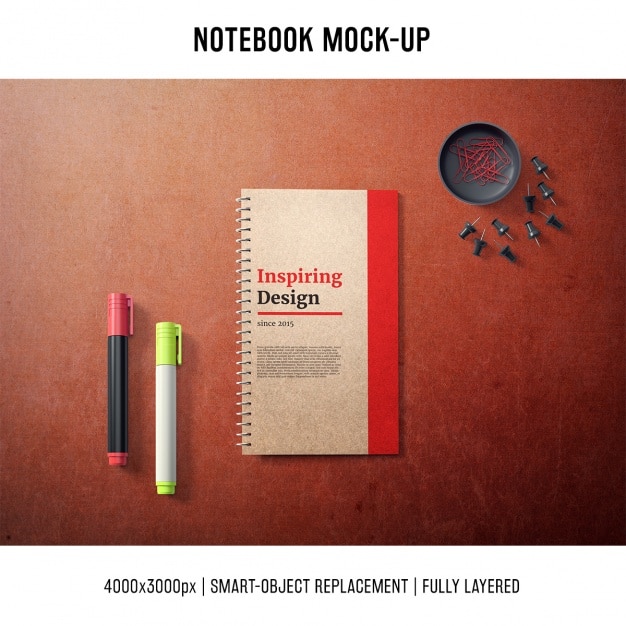 Kostenlose PSD notebook mock-up-vorlage