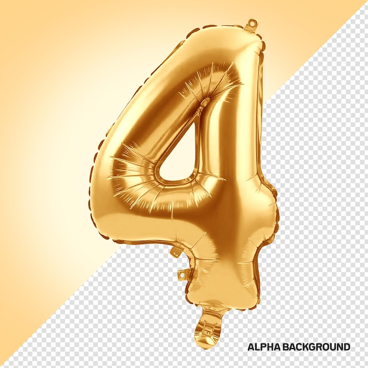 Kostenlose PSD nummer 4 goldener 3d-ballon-stil für kompositionen