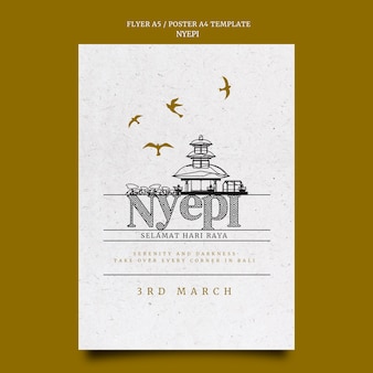 Nyepi flat design poster und flyer vorlage