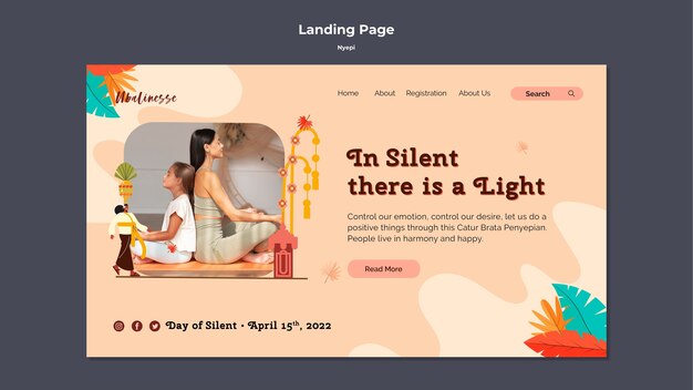 Nyepi-Zielseitenvorlage im flachen Design