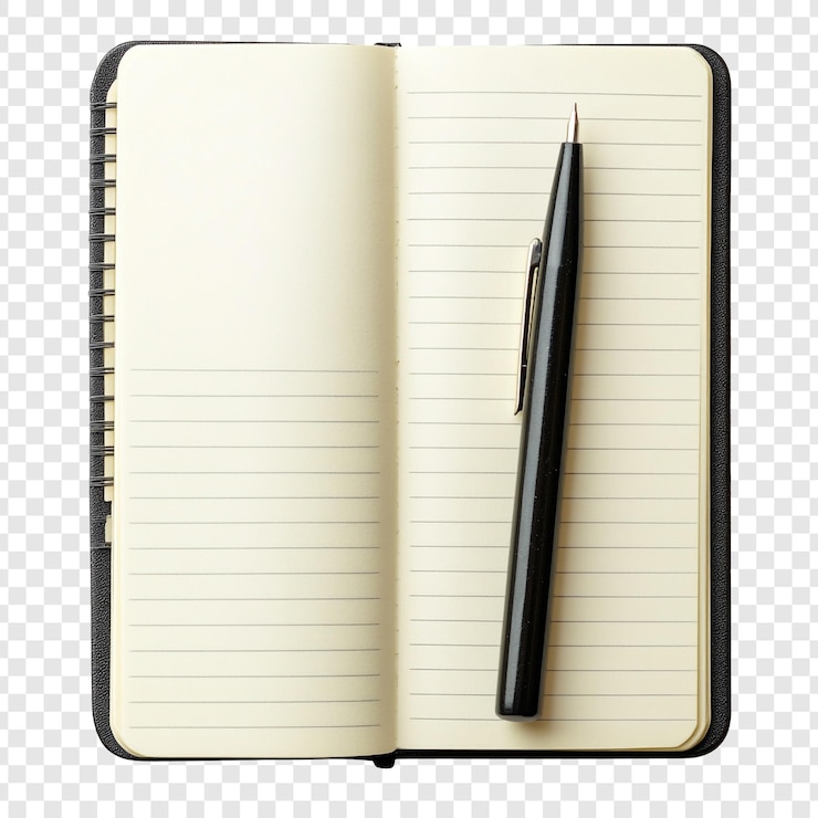 Kostenlose PSD öffnen sie das notizbuch mit dem stift bereit zum schreiben