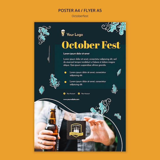 Kostenlose PSD oktoberfest festival poster vorlage