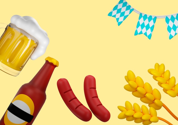 Oktoberfest-Hintergrund mit Speisen und Getränken