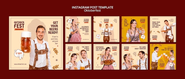 Kostenlose PSD oktoberfest-instagram-post-template-design