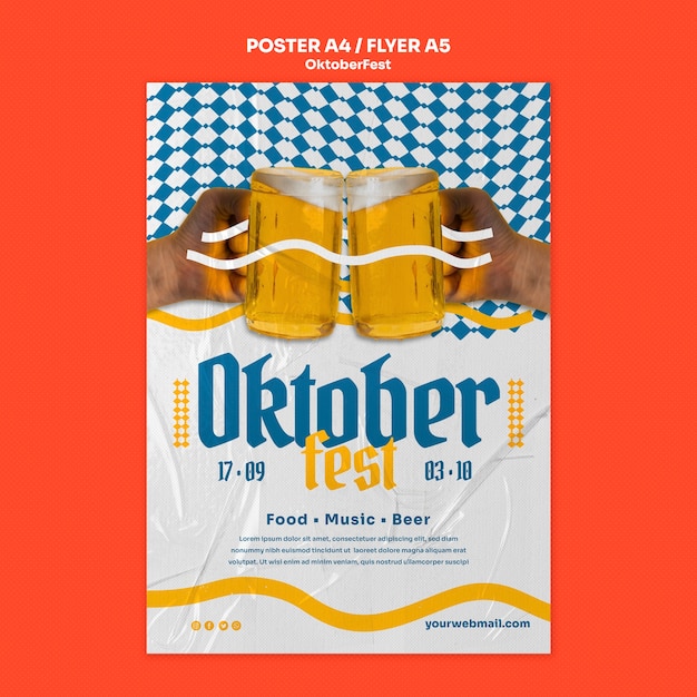 Kostenlose PSD oktoberfest-plakatvorlage