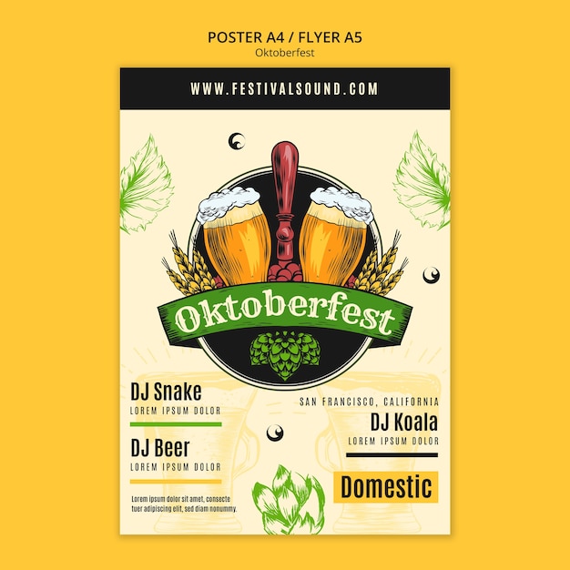 Kostenlose PSD oktoberfest-plakatvorlage