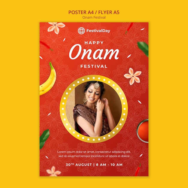 Onam-tagesschablone des flachen designs