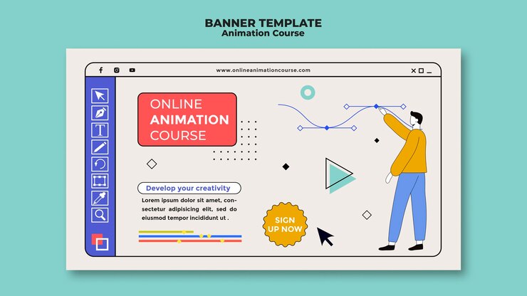 Kostenlose PSD online-animationskurs-banner-vorlage