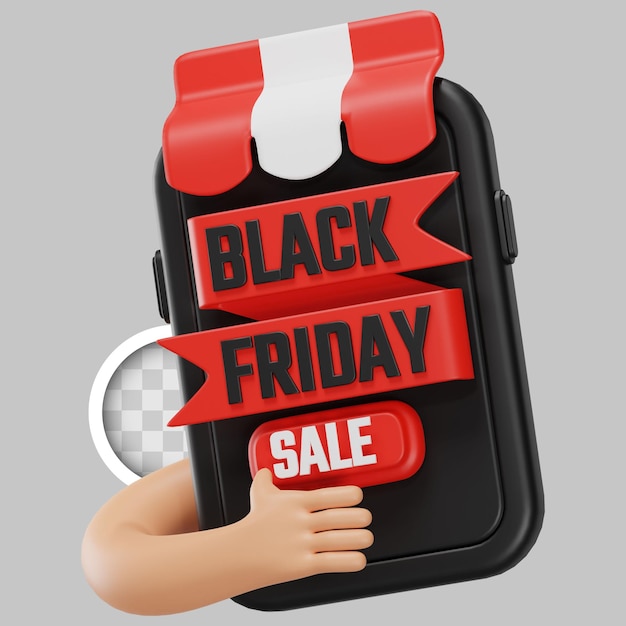 Kostenlose PSD online-black-friday-shop 3d-illustration