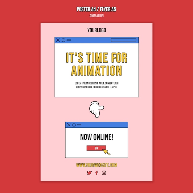 Kostenlose PSD online-druckvorlage für animationsklassen