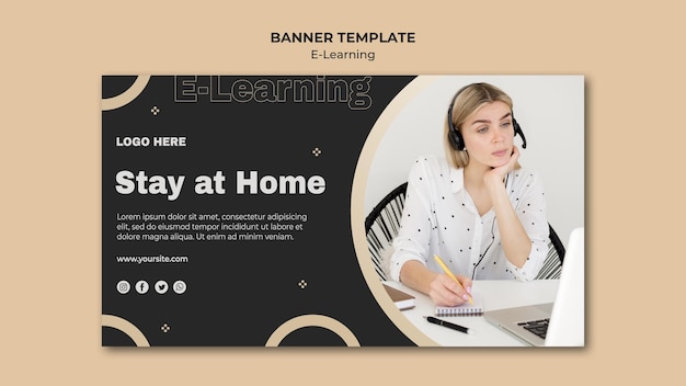 Online-lernbanner-vorlage mit foto
