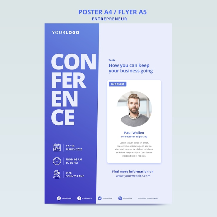 Kostenlose PSD online-plakatvorlage für business-konferenz