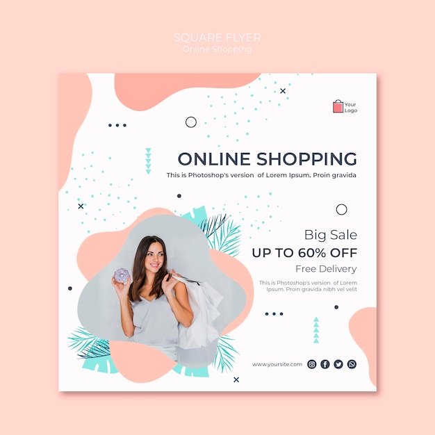 Kostenlose PSD online-shopping square flyer design
