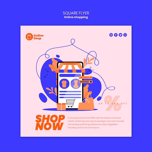 Kostenlose PSD online-shopping square flyer vorlage