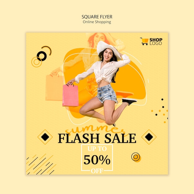 Kostenlose PSD online shopping square flyer