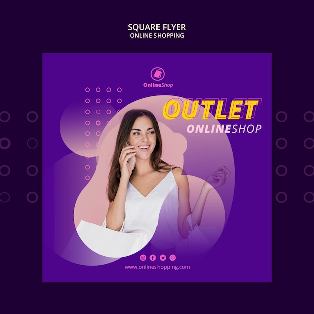 Kostenlose PSD online shopping square flyer