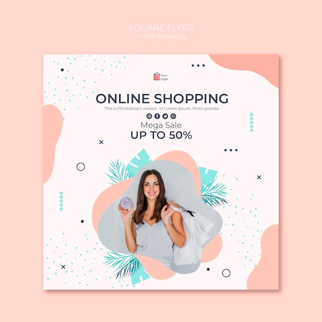 Kostenlose PSD online shopping square flyer