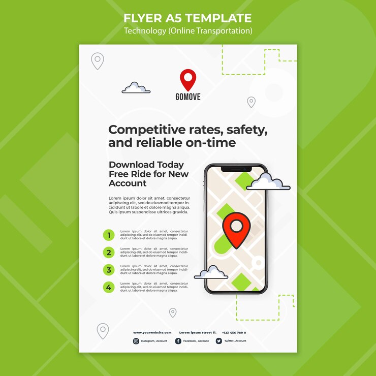 Kostenlose PSD online-transport flyer vorlage