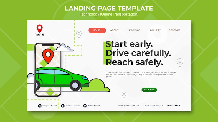 Kostenlose PSD online-transport-landingpage
