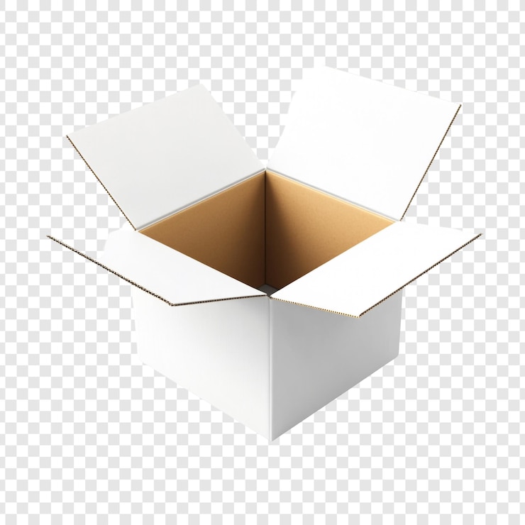 Kostenlose PSD open white cardboard box mockup verpackung lieferung und versandkonzept