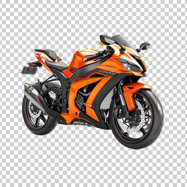 Kostenlose PSD orange sport-bike-motorrad auf durchsichtigem hintergrund