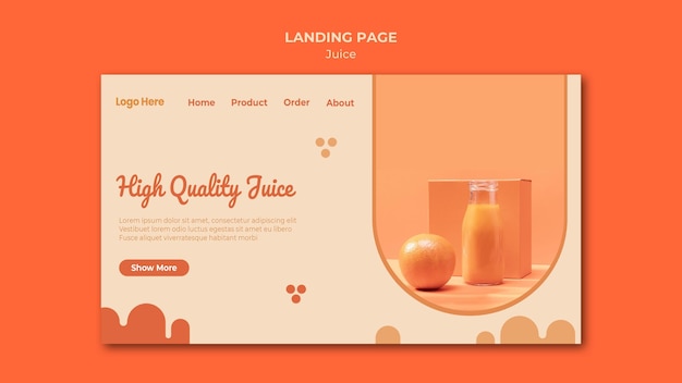 Orangensaft landingpage vorlage