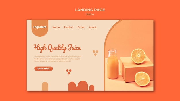 Kostenlose PSD orangensaft-landingpage