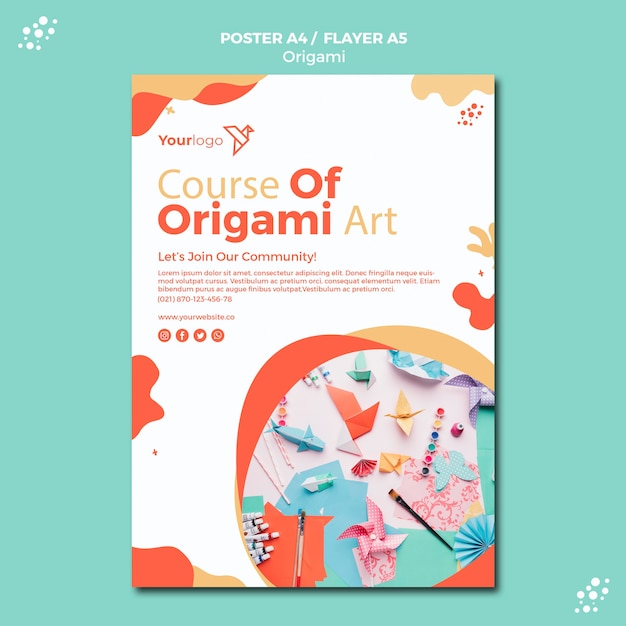 Kostenlose PSD origami poster vorlage design