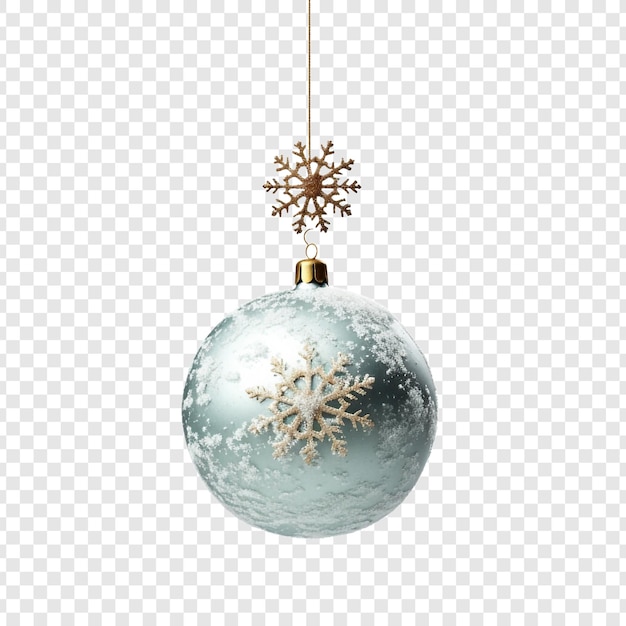 Kostenlose PSD ornament, das zu weihnachten im schnee hängt, isoliert auf einem transparenten hintergrund