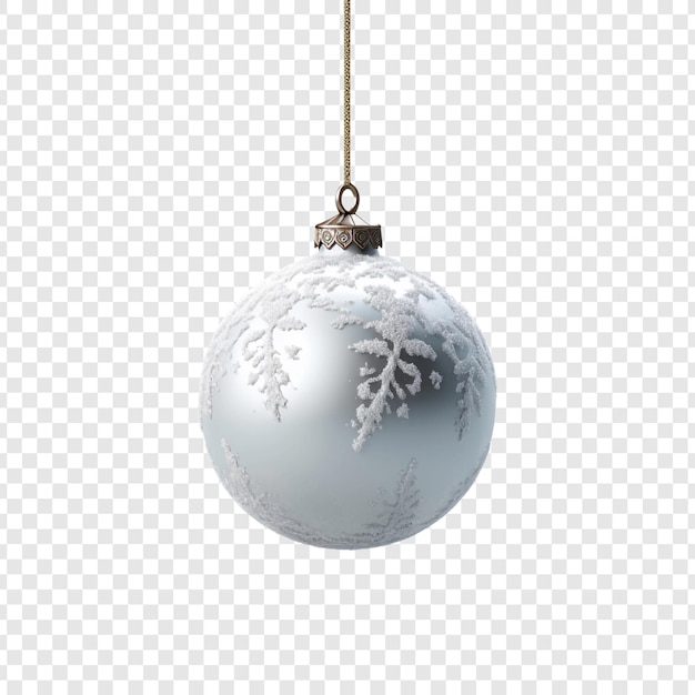 Kostenlose PSD ornament, das zu weihnachten im schnee hängt, isoliert auf einem transparenten hintergrund