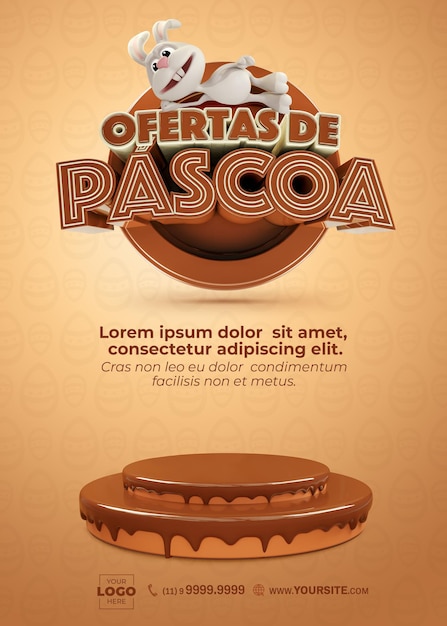 Ostern angebot banner in brasilien 3d-rendering mit kaninchen Premium PSD