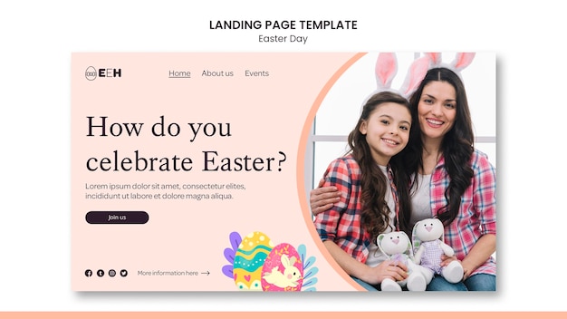 Kostenlose PSD osterseite landingpage mit foto