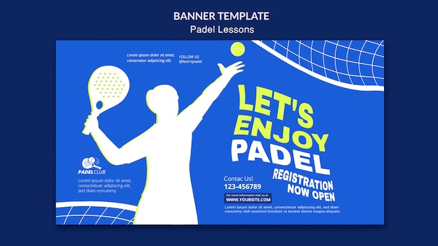 Padel-Unterrichtsvorlage im flachen Design