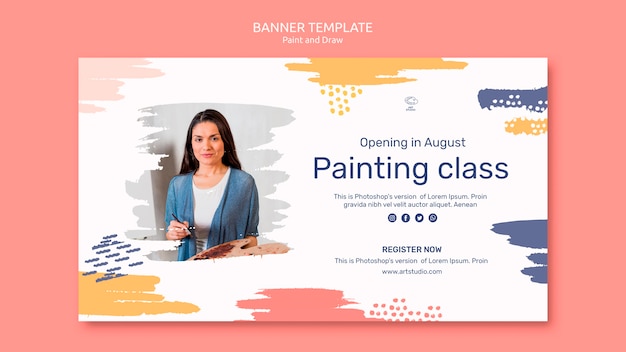 Kostenlose PSD paint & draw konzept banner vorlage