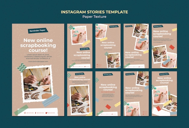 Kostenlose PSD papierstruktur instagram storeis designvorlage