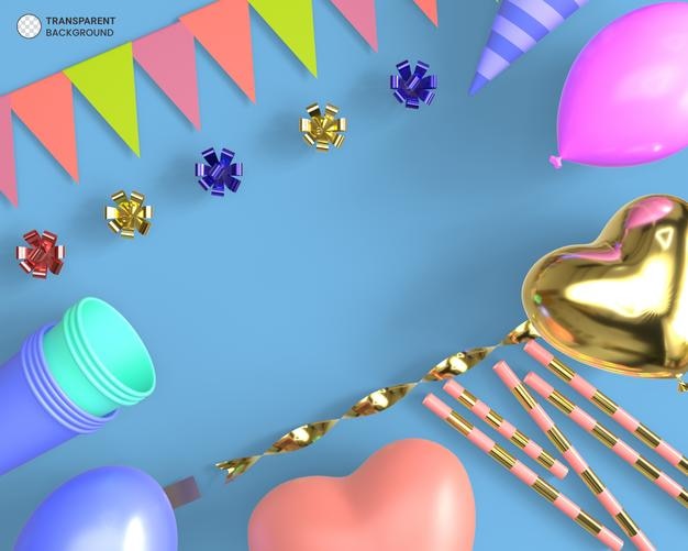 Kostenlose PSD party-element-banner-symbol 3d-render-illustration