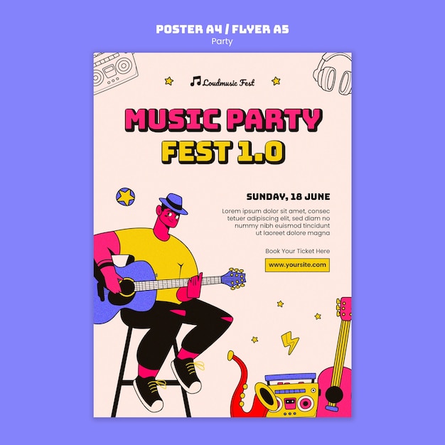 Kostenlose PSD party-entertainment-poster-vorlage