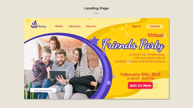 Kostenlose PSD party landing page