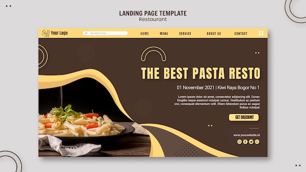 Kostenlose PSD pasta restaurant landingpage vorlage